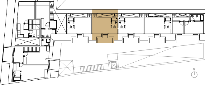 Planta de localização da Suite no Sótão do apartamento T2 Duplex (Piso Superior) no Visconde da Granja, Aveiro. Detalhe da área privativa da suite.