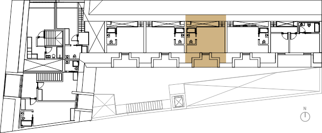 Planta de localização da Suite no Sótão do apartamento T2 Duplex (Piso Superior) no Visconde da Granja, Aveiro. Detalhe da área privativa da suite.